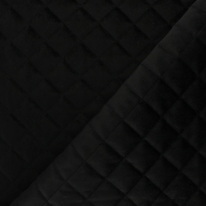 Velvet quilted lining fabric black Fritz MPM