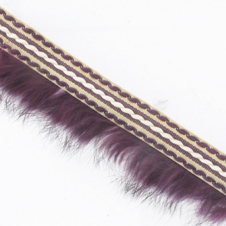 Stitched-edge fur braid trimming x 50cm - plum