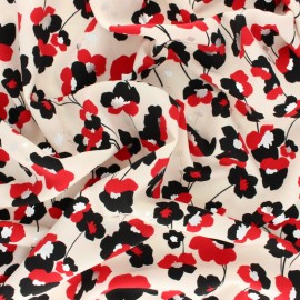 Polyester satin fabric Pearl Peach Gold Poppy by Penelope® - white x 10cm