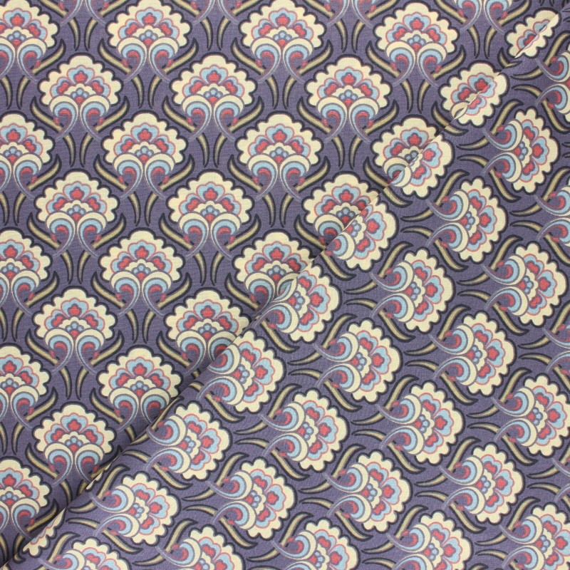 Cretonne cotton fabric Eggplant Sybil Ma petite mercerie