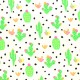 Cotton Jersey fabric - white Cactus fluo x 10cm