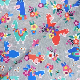 Tissu sweat léger Llama or Alpaka ? - gris chiné x 10 cm