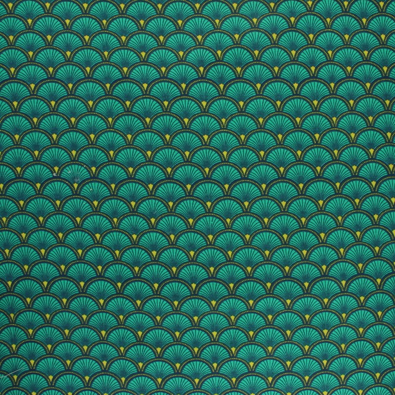 Patterned Jersey cotton fabric green Doucet Ma petite mercerie