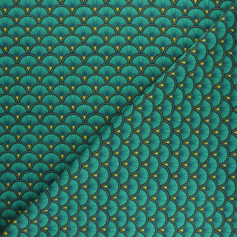 Patterned Jersey cotton fabric green Doucet Ma petite mercerie