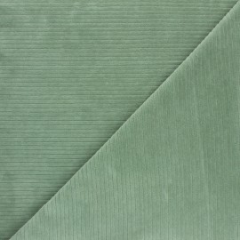 Ribbed velvet jersey fabric - sage green x 10cm