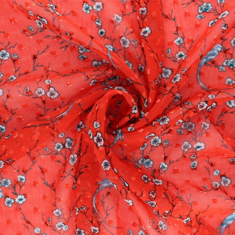 Embroidered Polyester Crêpe Fabric black Ma Petite Mercerie