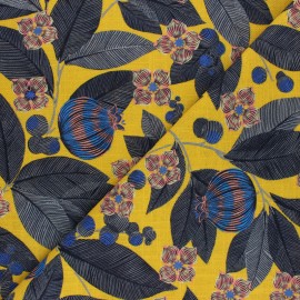 ♥ Coupon 190 cm X 140 cm ♥ Tissu toile viscose lin Thevenon Fruit du Paradis - Jaune