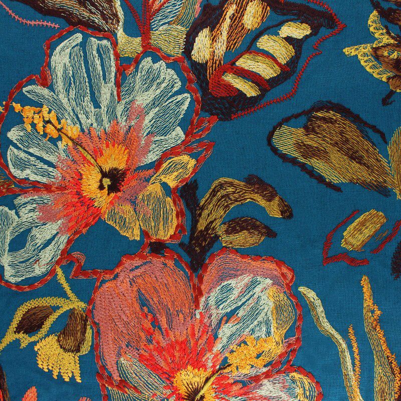 Embroidery canvas fabric peacock blue Showtime MPM