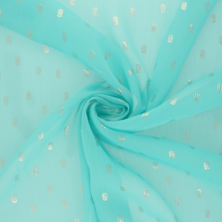 Tissu Mousseline lurex Happy - Aqua x 50cm