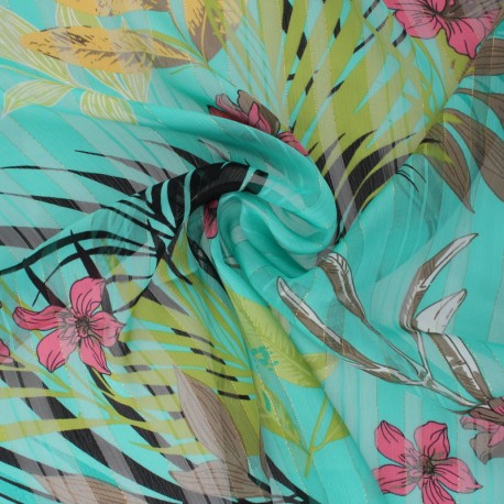 Lurex Muslin fabric - green Amanda x 50cm