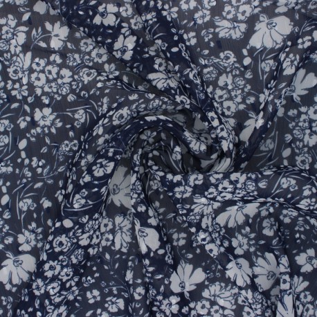 Tissu Mousseline lurex Plumetis Adlia - marine x 50cm