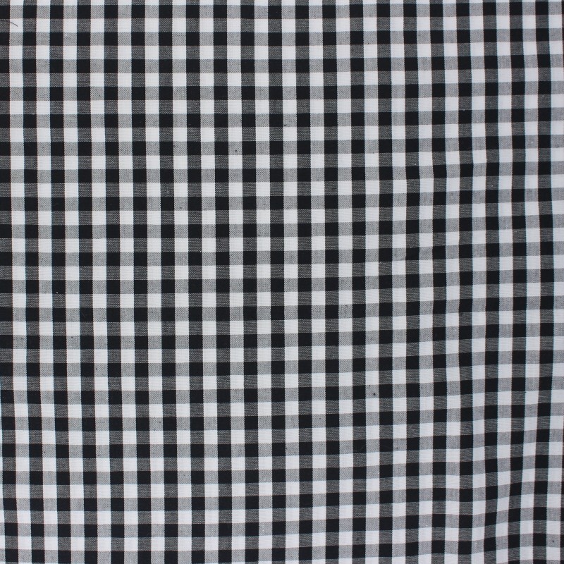 Cotton poplin checked gingham fabric black Suzanne Ma Petite Mercerie