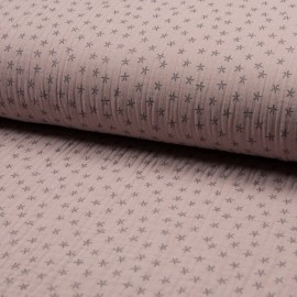♥ Coupon 10 cm X 130 cm ♥ Triple gauze fabric - light pink Star