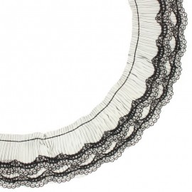 70 mm Pleated lace ribbon - black Diane x 50cm