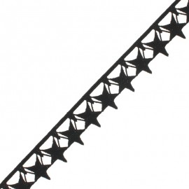 35 mm Guipure Lace - black Stars x 1m