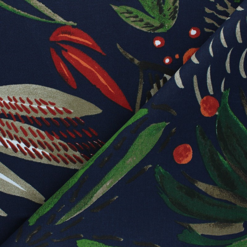 Cotton Canvas fabric navy blue Lanka Ma Petite Mercerie