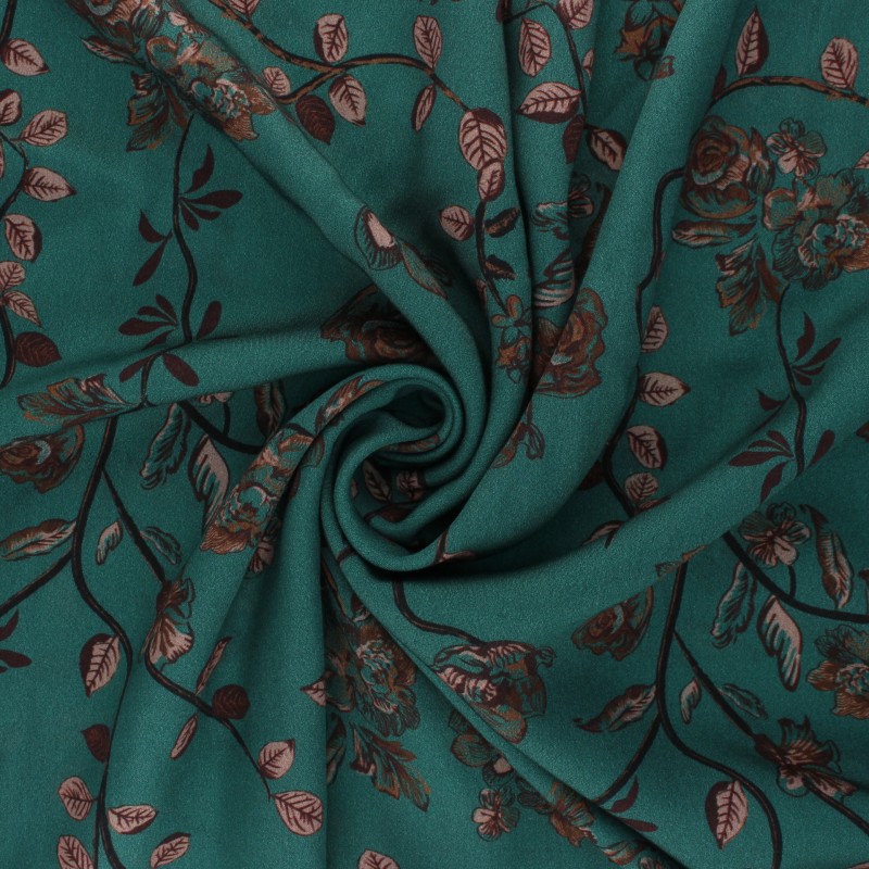 Patterned Viscose Fabric emerald green AutumnBlooming MPM