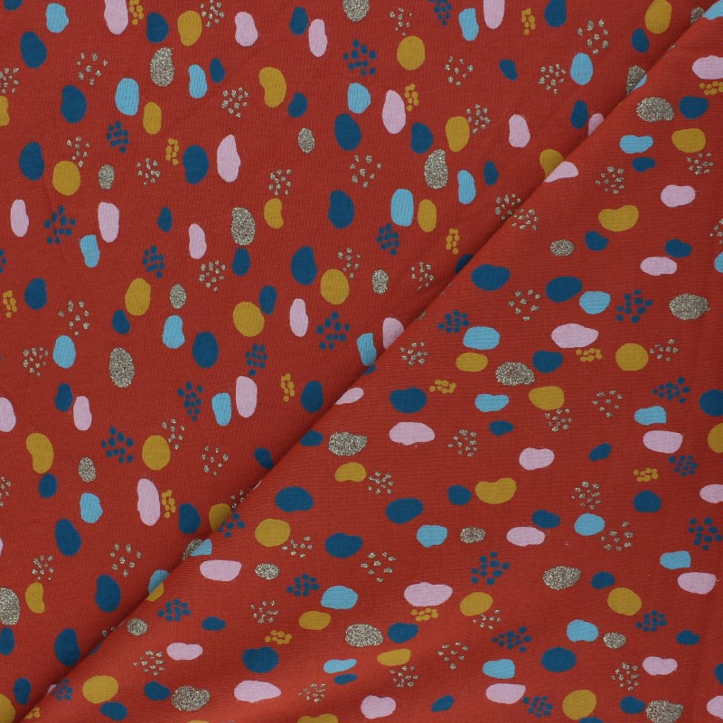 Poppy Jersey fabric rust Glitter Dots MPM