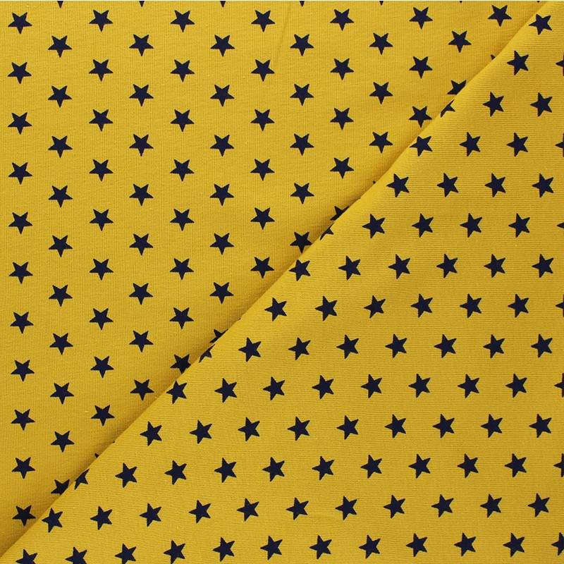 Poppy Jersey fabric mustard yellow Stars MPM