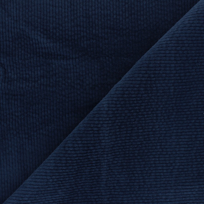 Washed ribbed velvet fabric navy blue Cardiff Ma Petite Mercerie