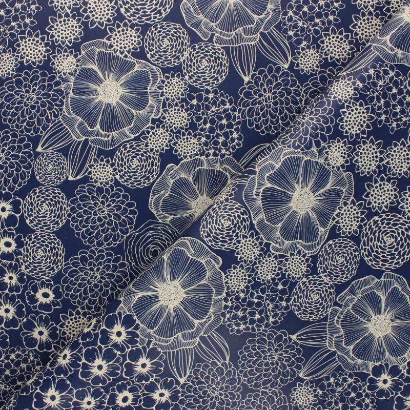 Oilcloth fabric blue Dalia MPM