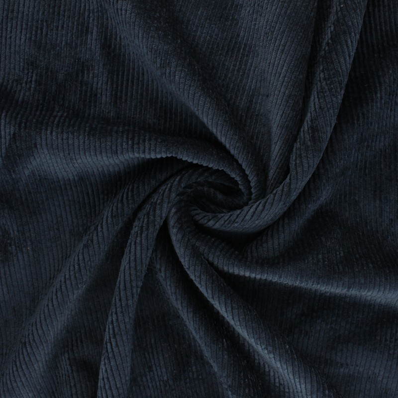 Corduroy by the meter Washed ribbed velvet fabric navy blue Jules