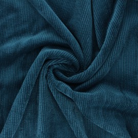 Tissu velours côtelé washé Jules - bleu paon x 10cm