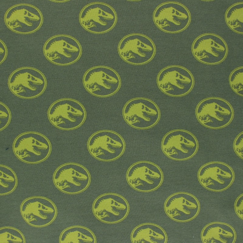 Tissu jersey Jurassic Park vert olive Ma Petite Mercerie