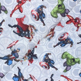 Tissu coton cretonne Marvel heroes - blanc x 10cm