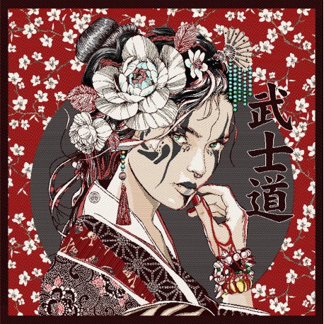 Carré Jacquard Portrait Japonais - Rouge