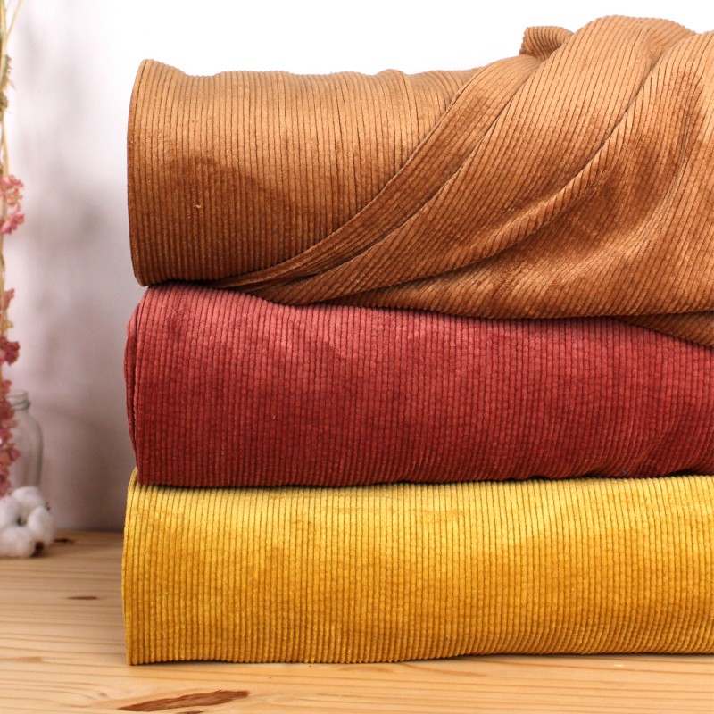 Corduroy by the meter Washed ribbed velvet fabric mustard yellow Jules