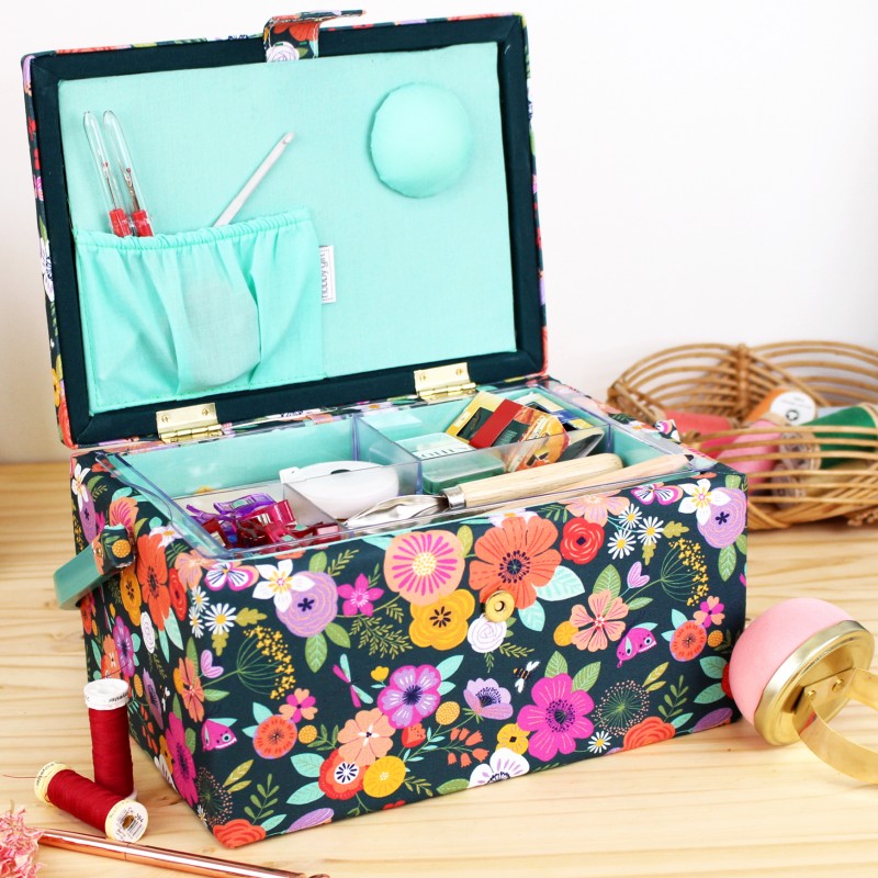 Medium Size Embroidered Sewing Box Folkflowers MPM