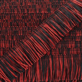 Galon à Franges Raphia - rouge/noir x 1m