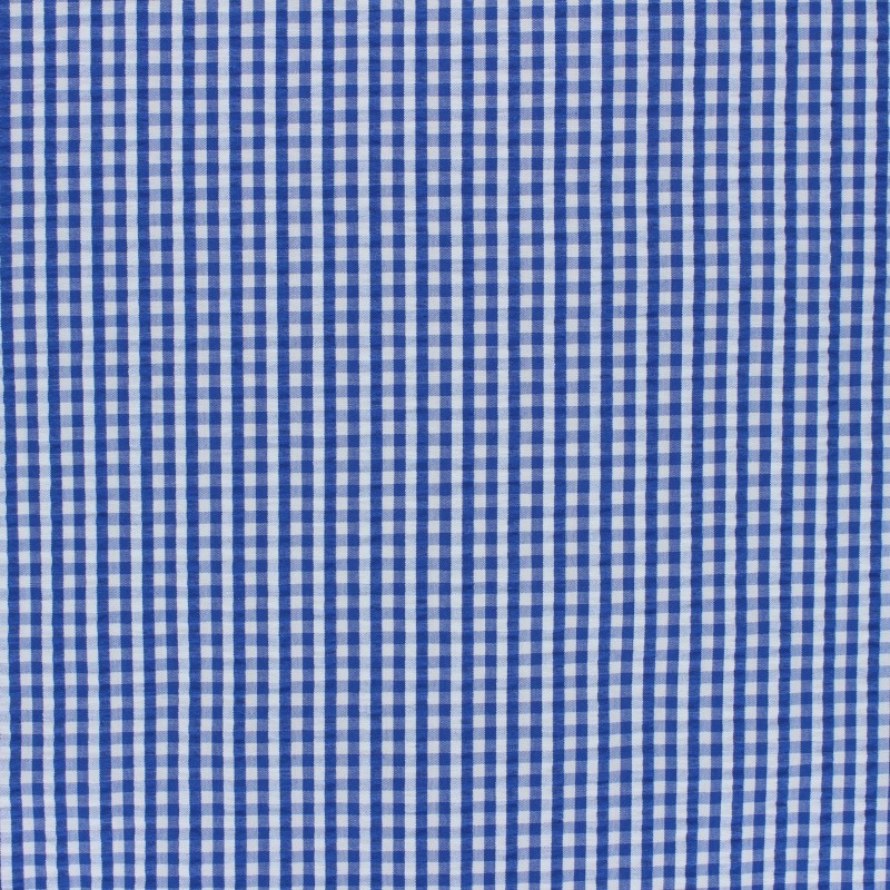 Shirt fabric Gingham seersucker fabric blue MPM
