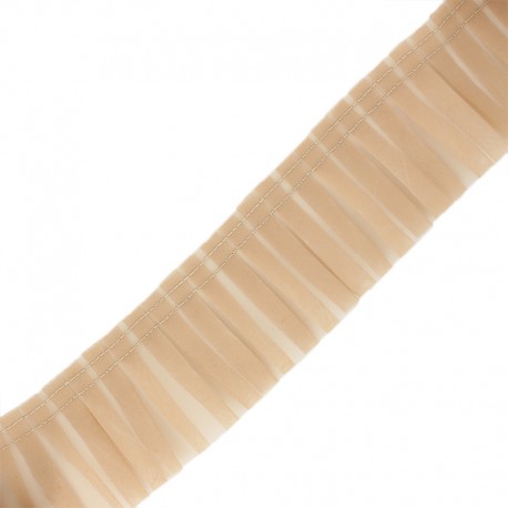6cm organza pleated trim - beige x 1m