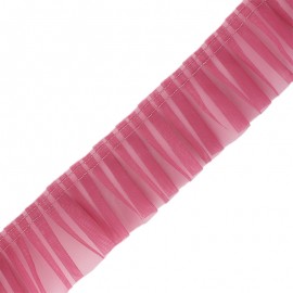 Galon plissé organza 6 cm -  bois de rose x 1m