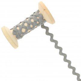 12 mm Rick Rack Trim Roll - Grey