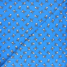 ♥ Coupon 100 cm X 150 cm ♥ Tissu jersey Tiny skull - bleu