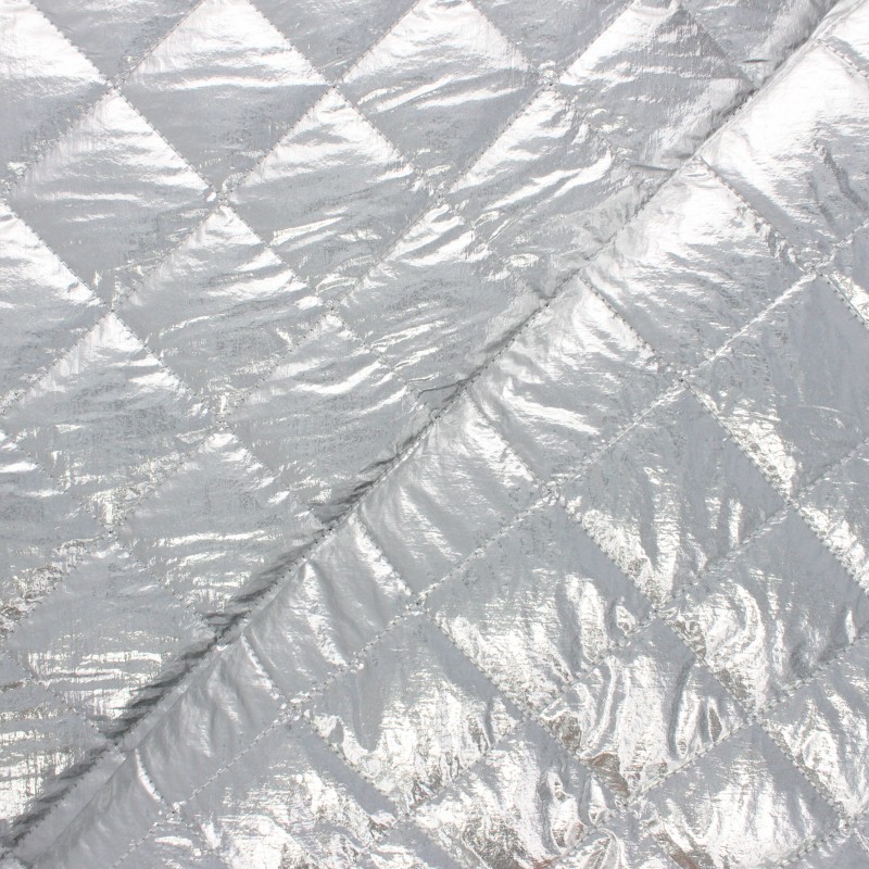 Singlesided Quilted metallic fabric silver Willy MPM