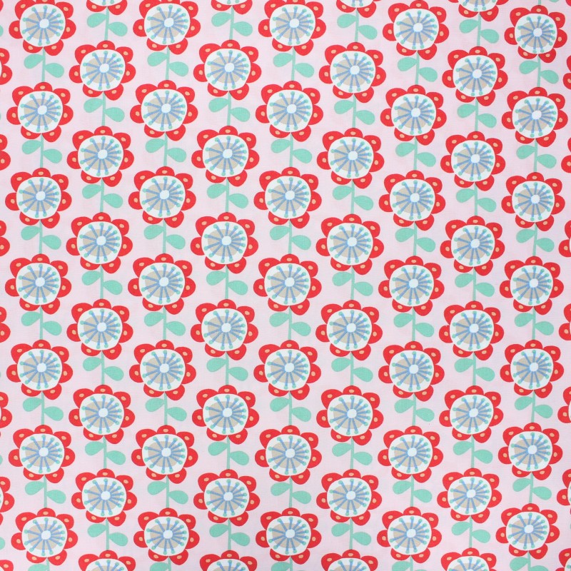Poplin cotton fabric pink Flowy Ma Petite Mercerie