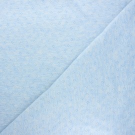 Tissu jersey maille ajourée Diamond - bleu clair chiné x 10cm