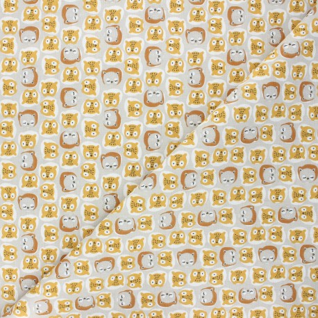 Tissu coton cretonne Chouco - ocre x 10cm