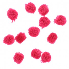 Set de 9 pompons bouclés 25mm - Fuchsia