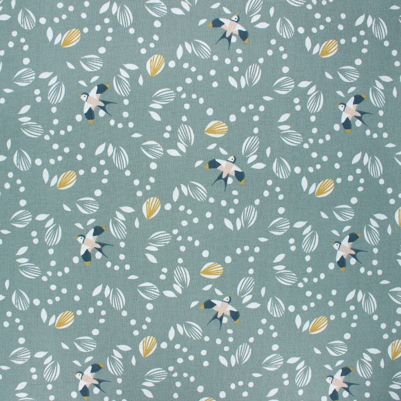 Oekotex® cretonne cotton fabric eucalyptus green Jolhiro MPM