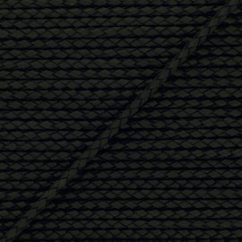 5 mm Round Braded Leather Strip - Black x 50cm
