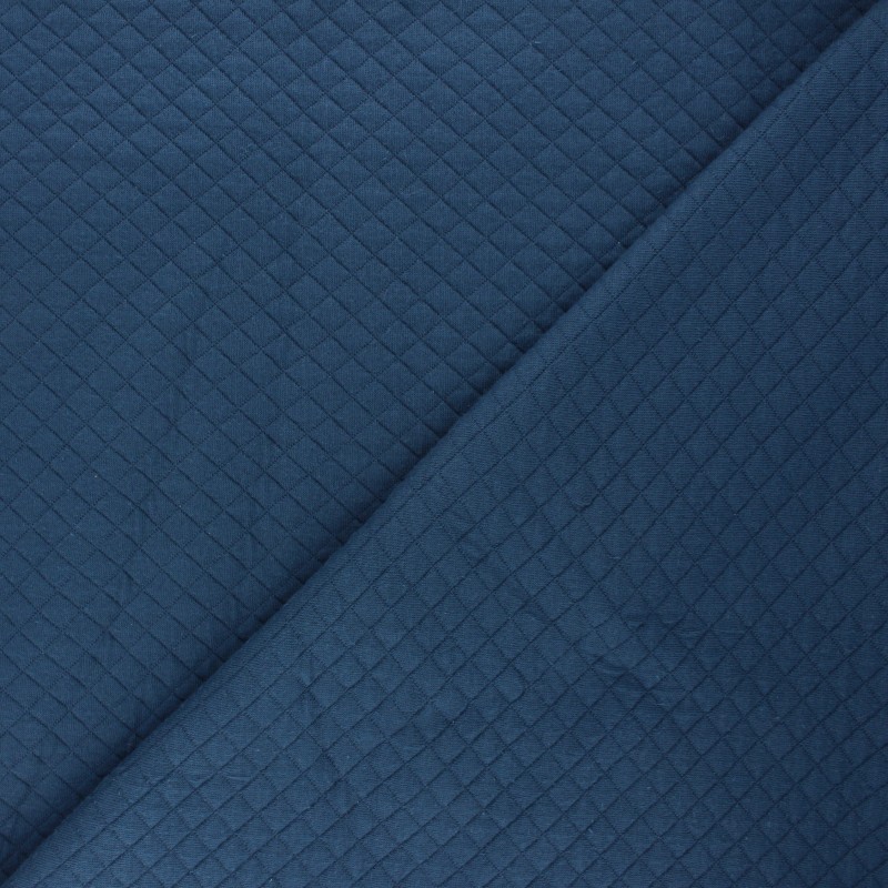 Quilted jersey fabric diamonds blue Debra Ma Petite Mercerie