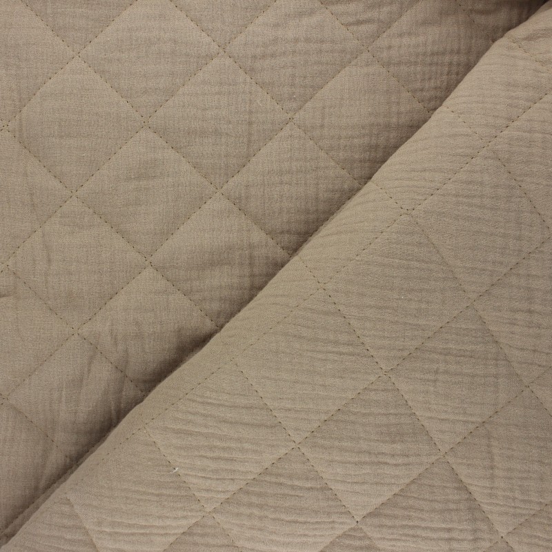 Plain quilted double gauze cotton fabric beige sand MPM