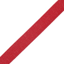 30 mm polyester lurex strap - red/silver x 1m