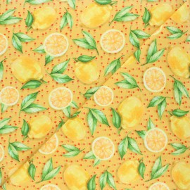 Stenzo jersey cotton fabric - mustard yellow Citrus love x 10cm