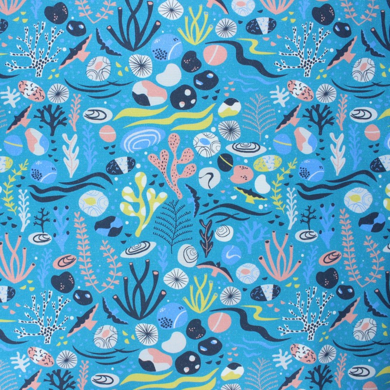 Cotton Dashwood Studio fabric duck blue Scuba diving Rock pool MPM